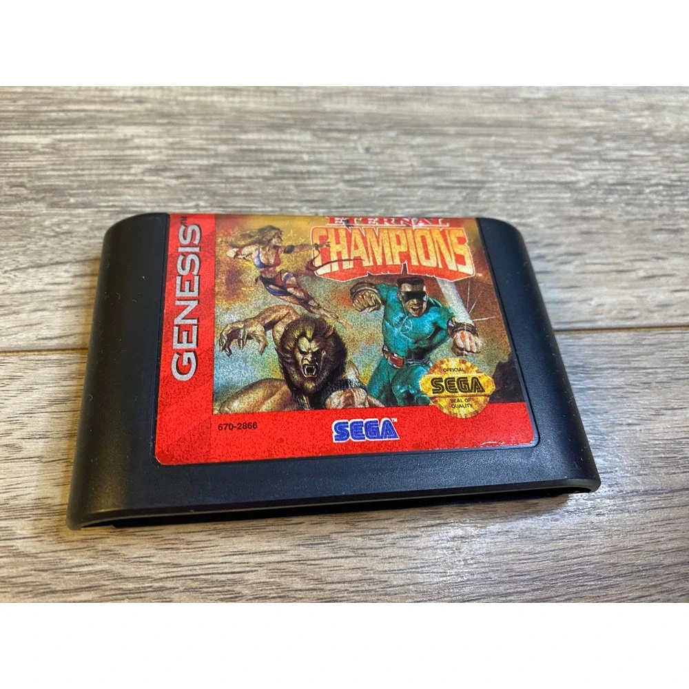 Eternal Champions Sega Genesis Fighting Game Black Cartridge with Case ‎ MA-13